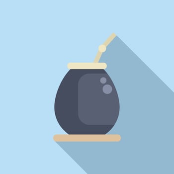 Calabash with bombilla standing on wooden coaster for drinking mate vector