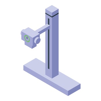 Modern digital x ray machine standing in medical examination room vector