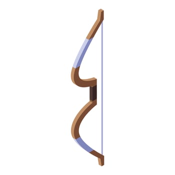 Wooden bow and arrow for hunting and archery isometric view vector