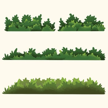 green bush element collections with flat design vector