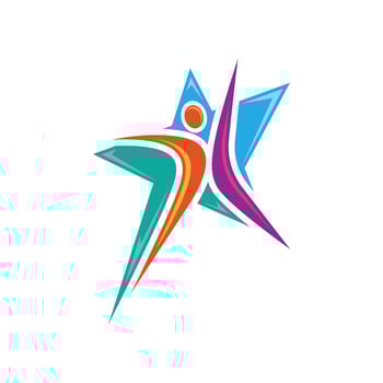 A logo combining stars and people with vibrant and cheerful colors. Symbolizes hope and success. vector