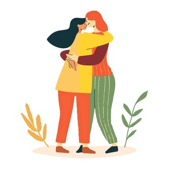 Friends hugging and offering emotional support vector