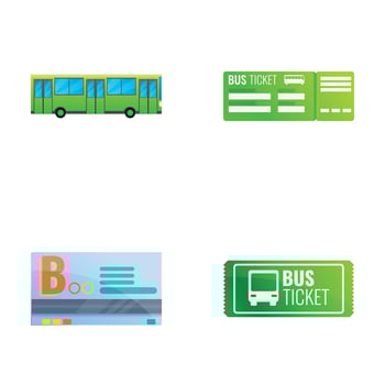 Transport ticket icons set cartoon . Bus and bus pass vector