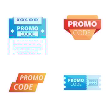 Promocode icons set cartoon . Colorful coupon template for big sale vector