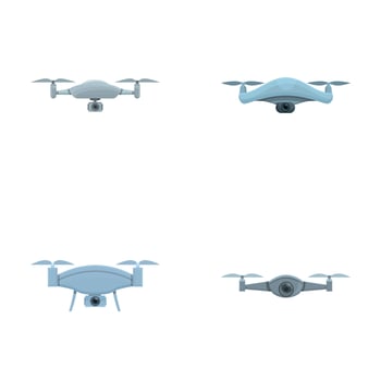 Drone icons set cartoon . Radio remote controlled flying drone vector