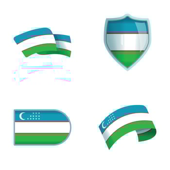 Uzbekistan icons set cartoon . National uzbekistan flag vector