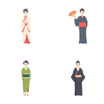Traditional japanese geisha illustrations vector