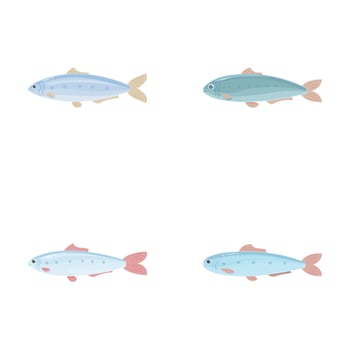 Set of cartoon fish illustrations vector
