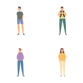 Set of cartoon young people standing vector