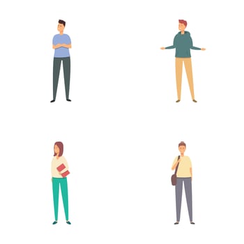 Set of diverse cartoon people posing vector