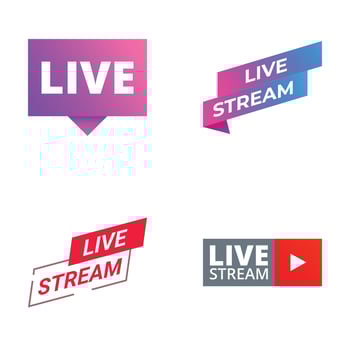Collection of colorful live stream banners suitable for web and broadcasting vector