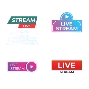 Four modern logos with vibrant designs for live streaming services vector