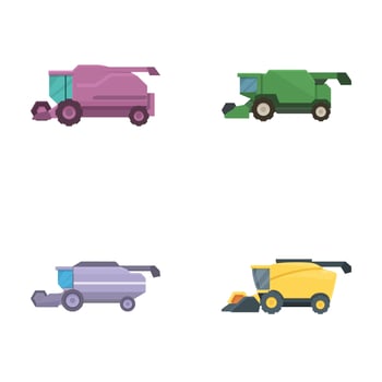Set of colorful cartoon construction trucks vector