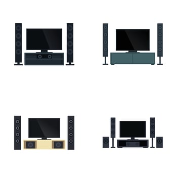 Home theater system icons vector