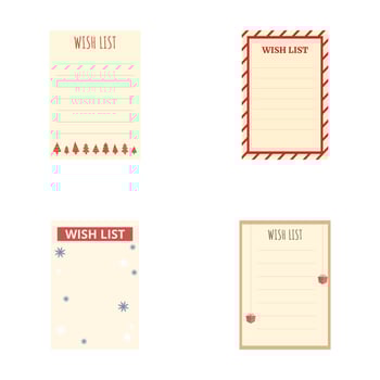 Set of blank wish list templates vector