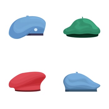 Set of stylish flat beret hats vector