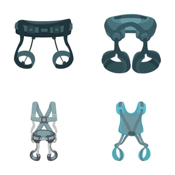 Set of isolated climbing harness illustrations vector