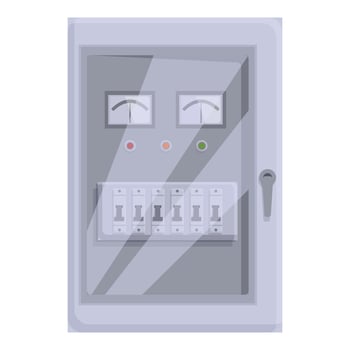 Electrical panel with fuses and ammeters controlling power supply vector