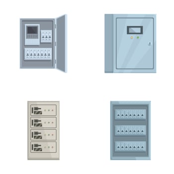 Various types of electrical panels and circuit breakers vector