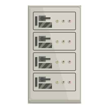 Electric control panel with switches and lights displaying different colors vector
