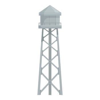 Tall water tower providing water to a small town vector