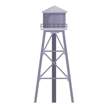 Tall water tower providing water to the city on white background vector
