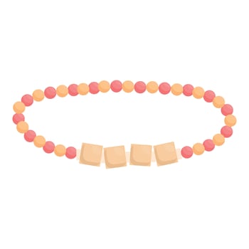 Coral and peach beaded necklace with square beads fashion illustration vector