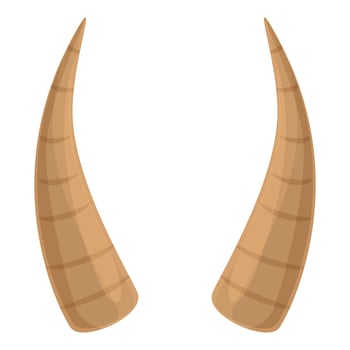 Pair of brown animal horns pointing upwards vector