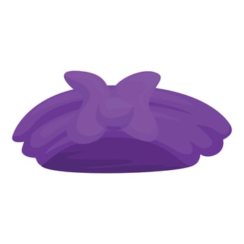 Purple winter hat with a bow for women vector