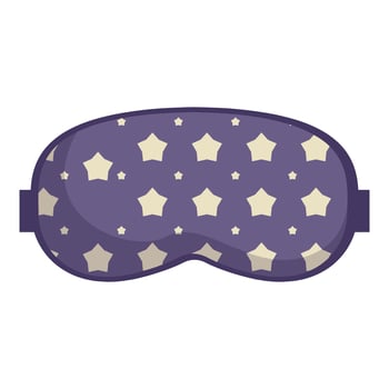 Purple sleeping eye mask with stars pattern for sleeping well vector
