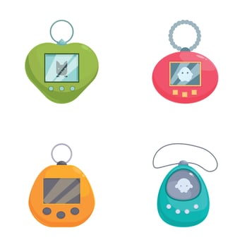 Set of four colorful virtual pet toys vector