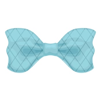 Blue bow tie with a pattern of small white squares is tied around someone's neck vector