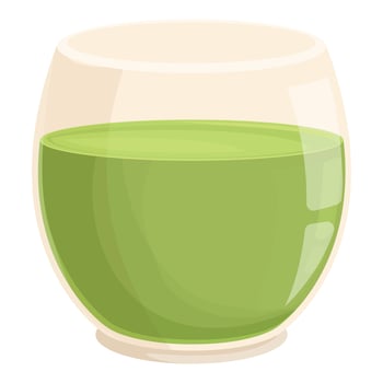 Green matcha tea in glass cup standing on white background vector
