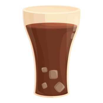 Tall glass of cola with ice cubes refreshing cold beverage vector