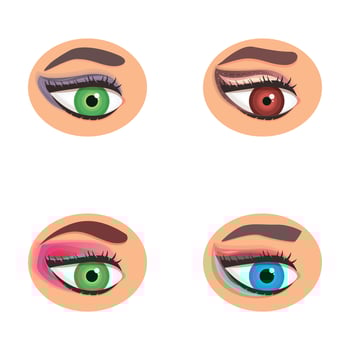 Set of cartoon eyes in various colors vector