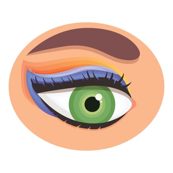 Woman eye with colourful eyeshadow is looking up expressing fashion and beauty vector