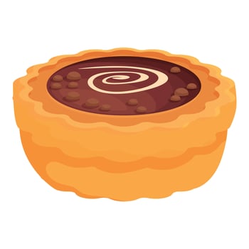 Delicious chocolate pie with cream filling resting on white background vector