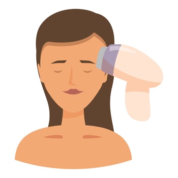 Woman receiving skin tightening treatment with laser device vector