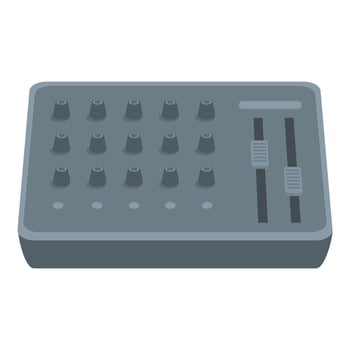 Audio mixing console featuring knobs and faders for music production vector