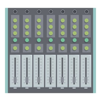 Professional audio mixing console with faders and knobs vector
