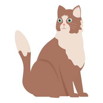 Brown and white cat sitting and looking curious vector