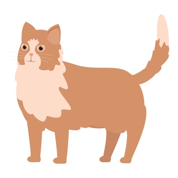 Cute ginger cat standing with raised tail looking up vector