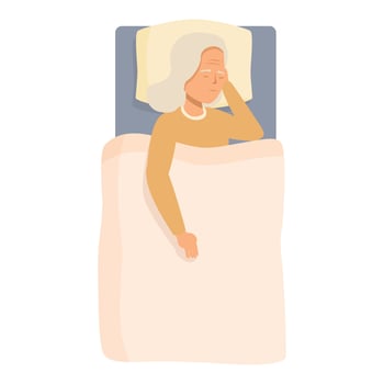 Senior woman sleeping peacefully in bed at home vector