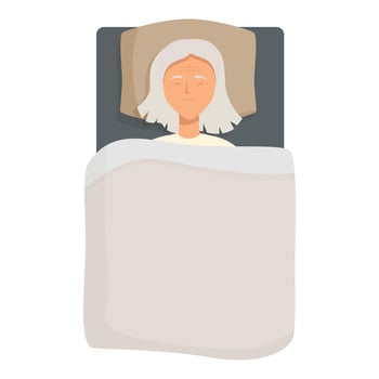 Elderly woman sleeping peacefully in bed vector