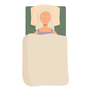 Senior woman sleeping peacefully in bed at home or retirement home vector