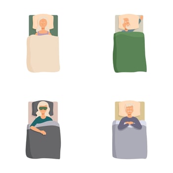 Cartoon characters sleeping in beds set vector