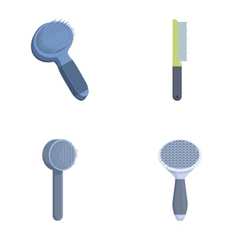 Set of modern hair brushes and combs isolated vector