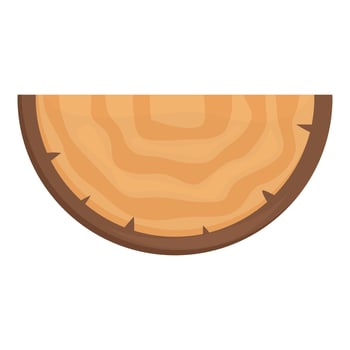 Half round wood slice showing growth rings vector