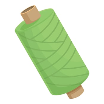 Green sewing thread spool lying on white background vector