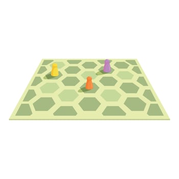 Board game with colorful pawns on hexagonal grid vector
